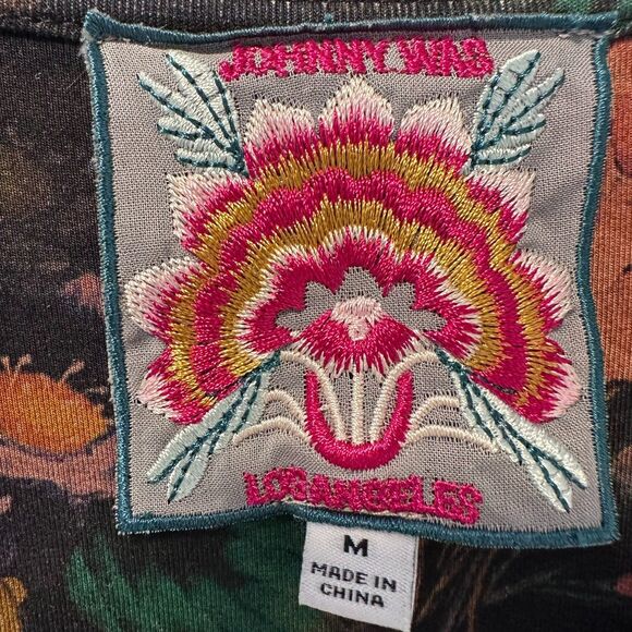 JOHNNY WAS Size-M Amapola Long Sleeve  V-Neck Floral Top Bohemian - Picture 3 of 12